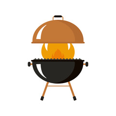 Memorial Day barbecue party. Icon for party, grill, picnic and your purpose.BBQ with fire. Vector illustration.