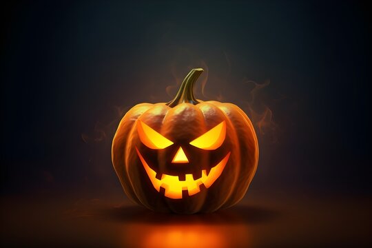 Wallpaper Illustration and background of halloween, jack-o'-lantern, halloween pumpkin, jack of the lantern. Front View. Concept of Halloween party. Generative AI.