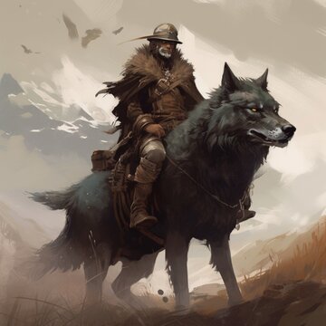 Guy Riding Wolf Bogatyr-Bilder: Stock-Fotos & -Videos. | Adobe Stock