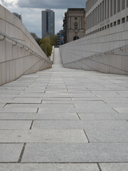 Walkway made of stone slabs in the city.