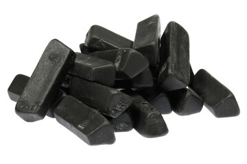 Dutch licorice ingots isolated on white background