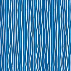 Bold Blue Hand Painted Line Seamless Pattern