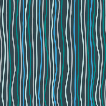Bold Blue Green Hand Painted Line Seamless Pattern