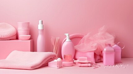 pink nail polish and lipstick toiletries generative ai