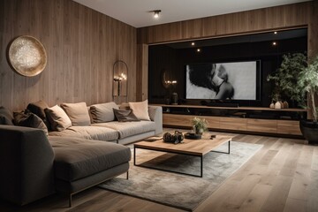 Contemporary media room for watching movies in luxury. Generative AI