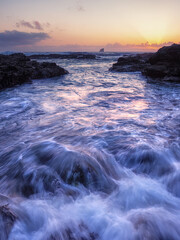 Trevellas porth cove sunset cornall england uk near st agnes 