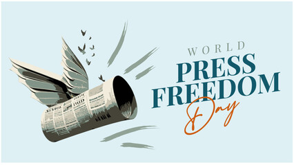 Happy World Press Freedom Day. Hand Drawn Illustration.
