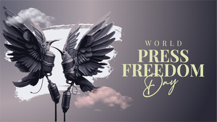 Happy World Press Freedom Day. Hand Drawn Illustration.
