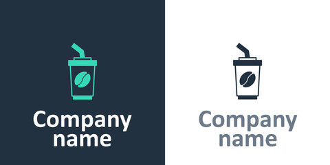 Logotype Coffee cup to go icon isolated on white background. Logo design template element. Vector