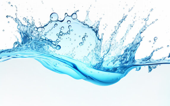 Water splash isolated on white, light blue color. Generative AI