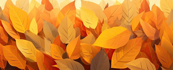 Golden autumn leaf background, seamless pattern with orange and yellow color - Generative AI