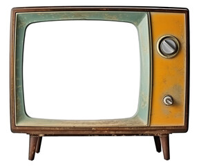 Old TV. Retro television. Transparent and editable cut out screen. Isolated on transparent background. generative ai