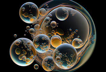 a collection of water bubbles in the water background Pattern backdrop. Generative AI
