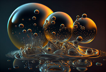 a collection of water bubbles in the water background Pattern backdrop. Generative AI