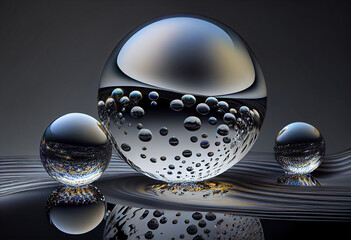 digital water refraction fractal wave effects illustration. Generative AI