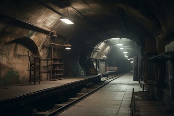 Fototapeta na wymiar Underground railway stop. Generative AI
