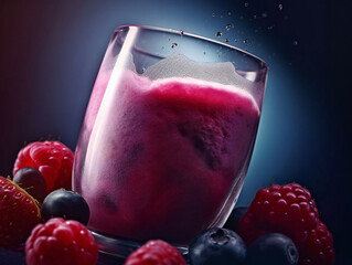 Refreshing Berry Bliss: A Macro View of a Healthy Cocktail. Generative AI