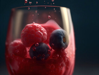 Refreshing Berry Bliss: A Macro View of a Healthy Cocktail. Generative AI