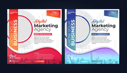 
Grow your business and marketing agency corporate flyer square instagram social media post banner