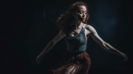 An inspiring image of a dancer performing with passion and grace, llustrating the power of embracing one s imperfections and limitations. Generative AI