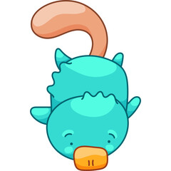 Platypus in Kawaii Style, cute Cartoon Character