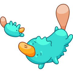 Platypus in Kawaii Style, cute Cartoon Character