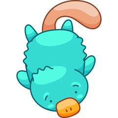Platypus in Kawaii Style, cute Cartoon Character