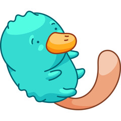 Platypus in Kawaii Style, cute Cartoon Character