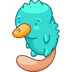 Platypus in Kawaii Style, cute Cartoon Character