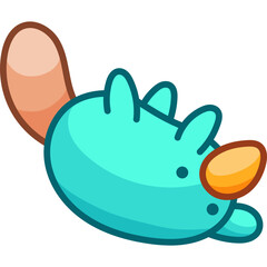 Platypus in Kawaii Style, cute Cartoon Character
