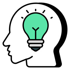 Person with lightbulb, flat design of creative thinking