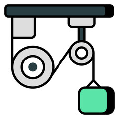 A flat design icon of pulley 