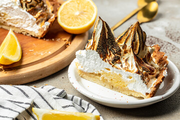 lemon tart pie, Food recipe background. Close up