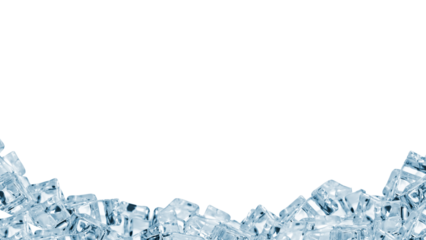 Pile of ice cubes with transparent png background for food and beverage design advertisement and promotion