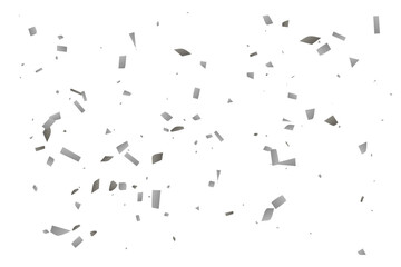Silver glitter confetti on a white background. Decorative element.