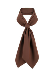 Women's brown neckerchief, knotted tie for waiters on a white background.