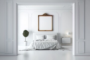 Framed White Bedroom Generative AI