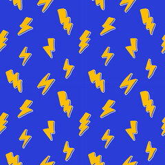 Seamless pattern wtih comic yellow thunders