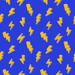 Seamless pattern wtih comic yellow thunders