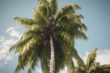 Fototapeta na wymiar A 3D rendering of a coconut tree, separate from any background. Generative AI