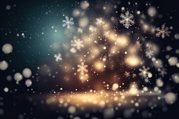 a bleak bokeh of holiday lights and snow for the Christmas and winter season Generative AI