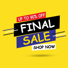 90% OFF. Special Offer Marketing Announcement. Discount promotion. 90% Discount Special Offer Conceptual Yellow Banner Design Template.
