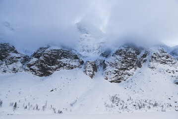 Winter landscape of the Polish Tatras. Winter mountains landscape.