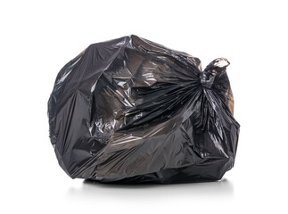 Garbage bag with different trash isolated on white background