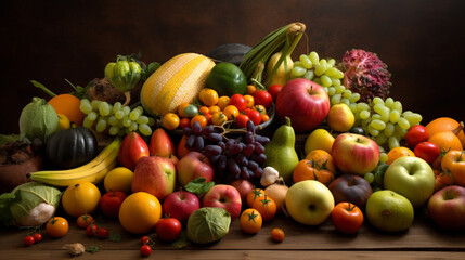 A bountiful harvest of fresh fruits and vegetables c, generative ai
