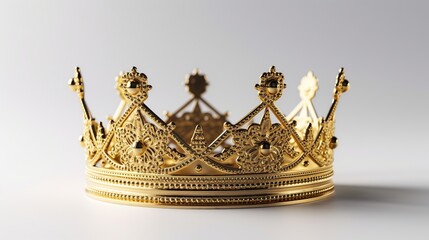 Golden crown isolated on white background, AI generated
