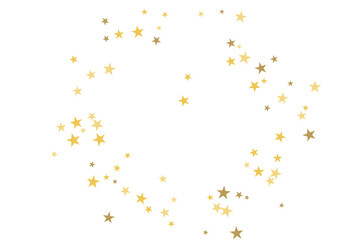 Star confetti. Gold casual confetti background. Bright design pattern.