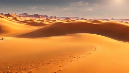 Fototapeta na wymiar A desert with sand dunes.