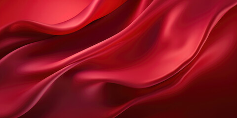Fototapeta na wymiar Abstract Background with 3D Wave Red Gradient Silk Fabric. Christmas, wedding, bridal, valentine, romance, award. Holiday gift with copy space. Web banner with copy space. Generative Ai