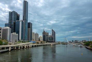 Fototapeta premium View of Brisbane city from the South Bank Parklands. brisbane is the capital and most populous city of Queensland, Australia